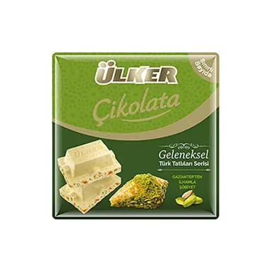 Ülker Kare Antep Fıstıklı ve Şöbiyet Baklavalı Beyaz Çikolata