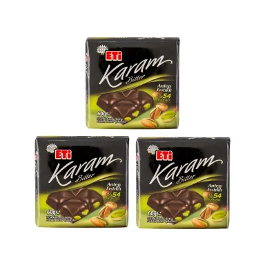Eti Karam %54 Kakaolu Antep Fıstıklı Bitter Çikolata