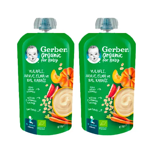 Gerber Organik Yulaflı Elma, Havuç ve Balkabaklı Püre