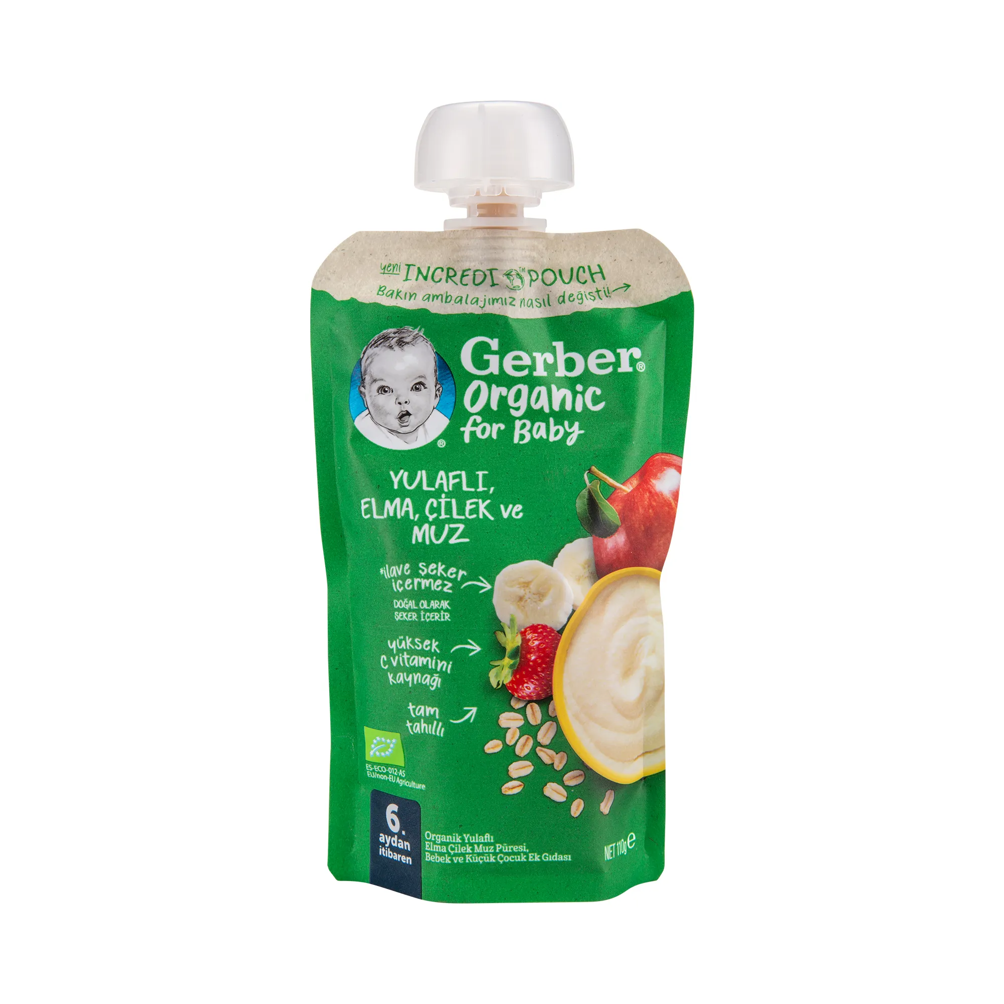 Gerber Organik Yulaflı Elmalı Muzlu Çilekli