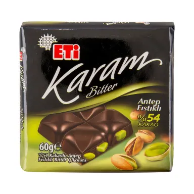 Eti Karam %54 Kakaolu Antep Fıstıklı Bitter Çikolata