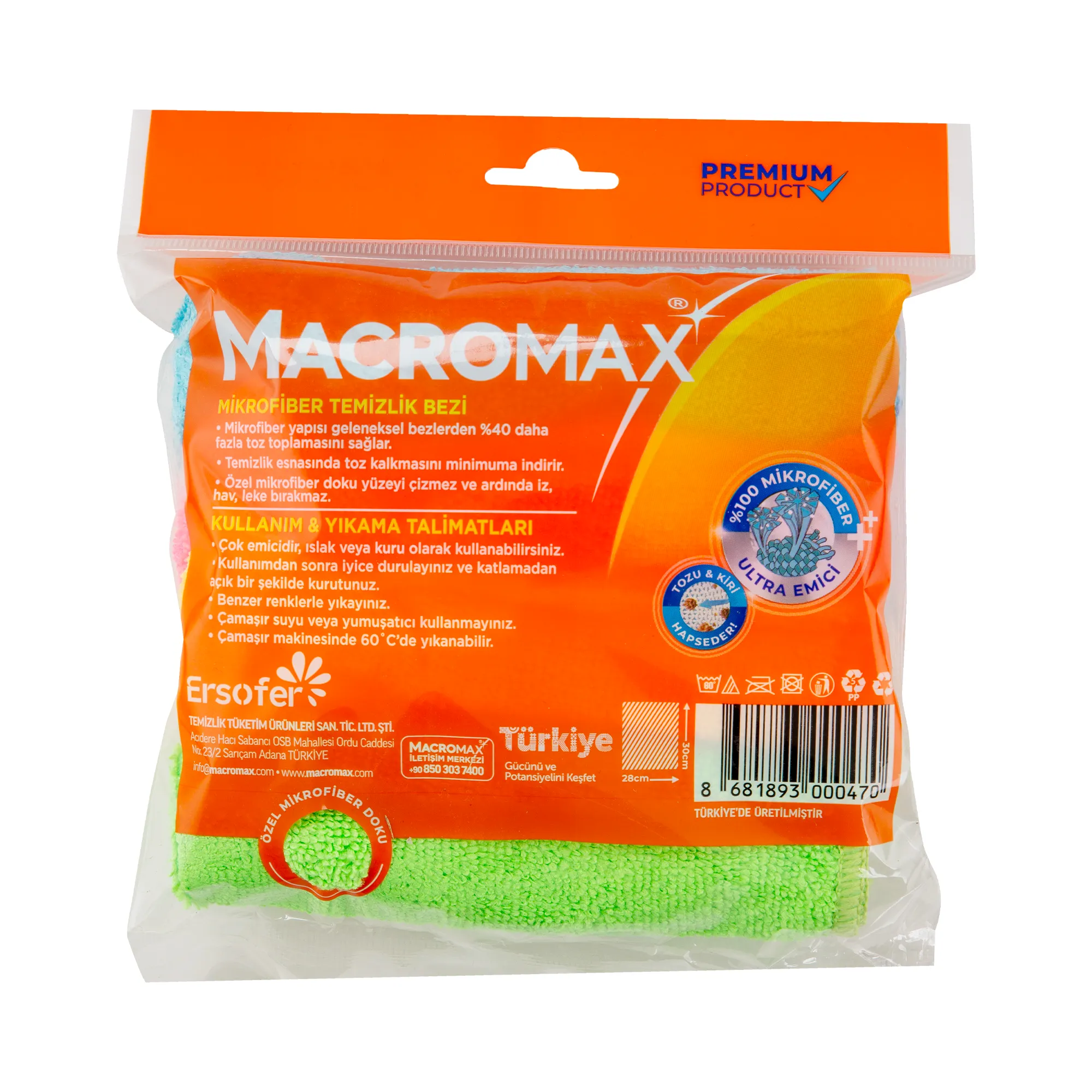 Macromax Rengarenk Mikrofiber Bez