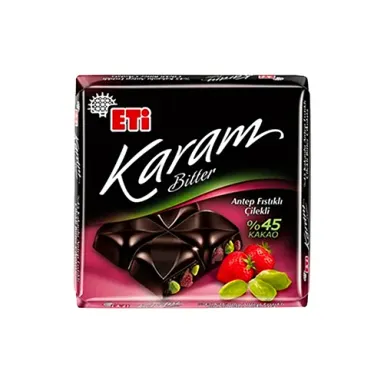 Eti Karam %45 Kakaolu Antep Fıstıklı Çilekli Çikolata