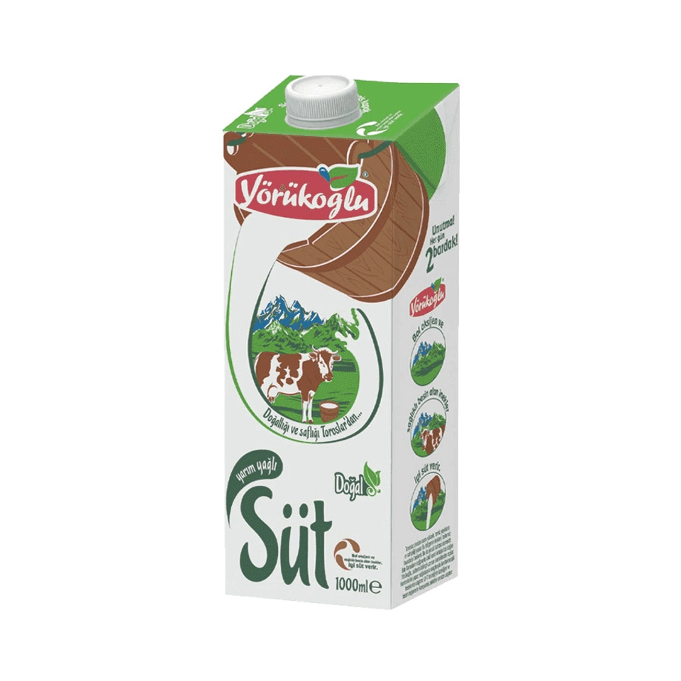 Yörükoğlu Yarım Yağlı Süt 1 L
