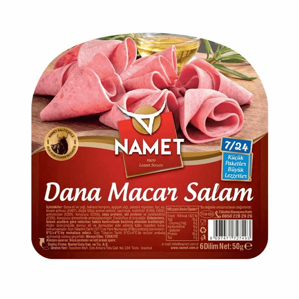 Namet 7/24 Dilimli Dana Macar Salam 50 G
