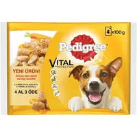 Pedigree Sığır Etli&Kuzu Etli ve Hindili&Havuçlı Yetişkin Köpek Maması 4'lü 100 Gr
