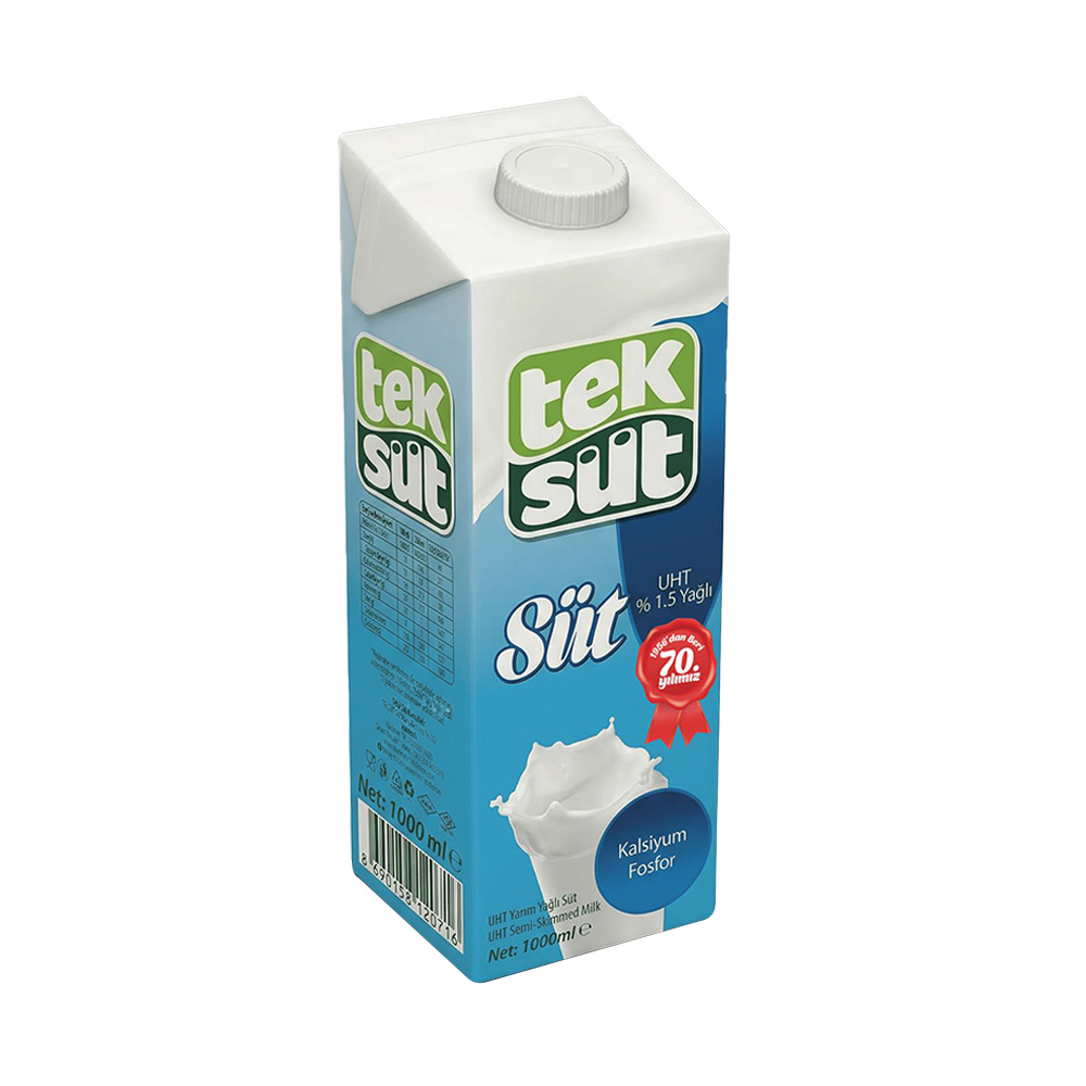 Tek Süt Yarım Yağlı 1 lt