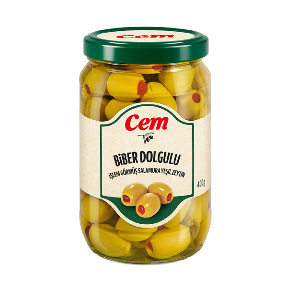 Cem Yeşil Biberli Zeytin 400 gr