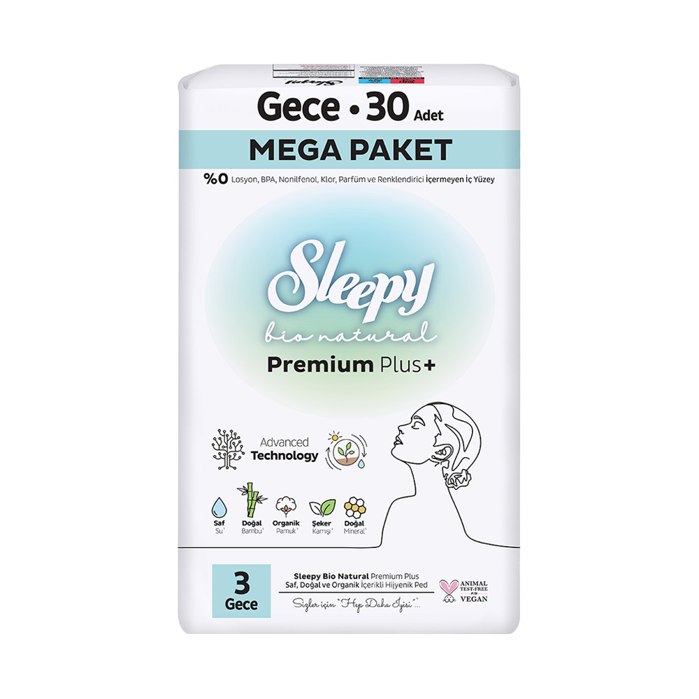 Sleepy Bio Natural Mega Paket Gece 30 lu