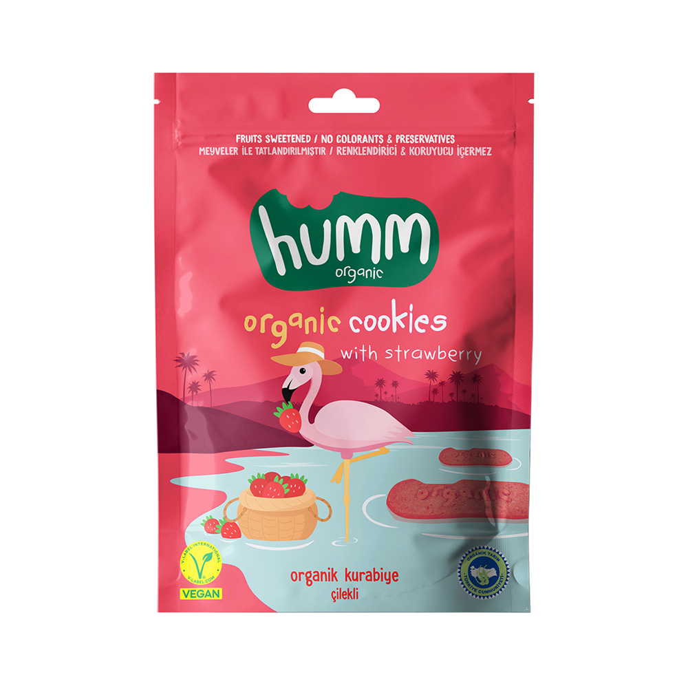 Organik Vegan Çilekli Kurabiye 55 gr