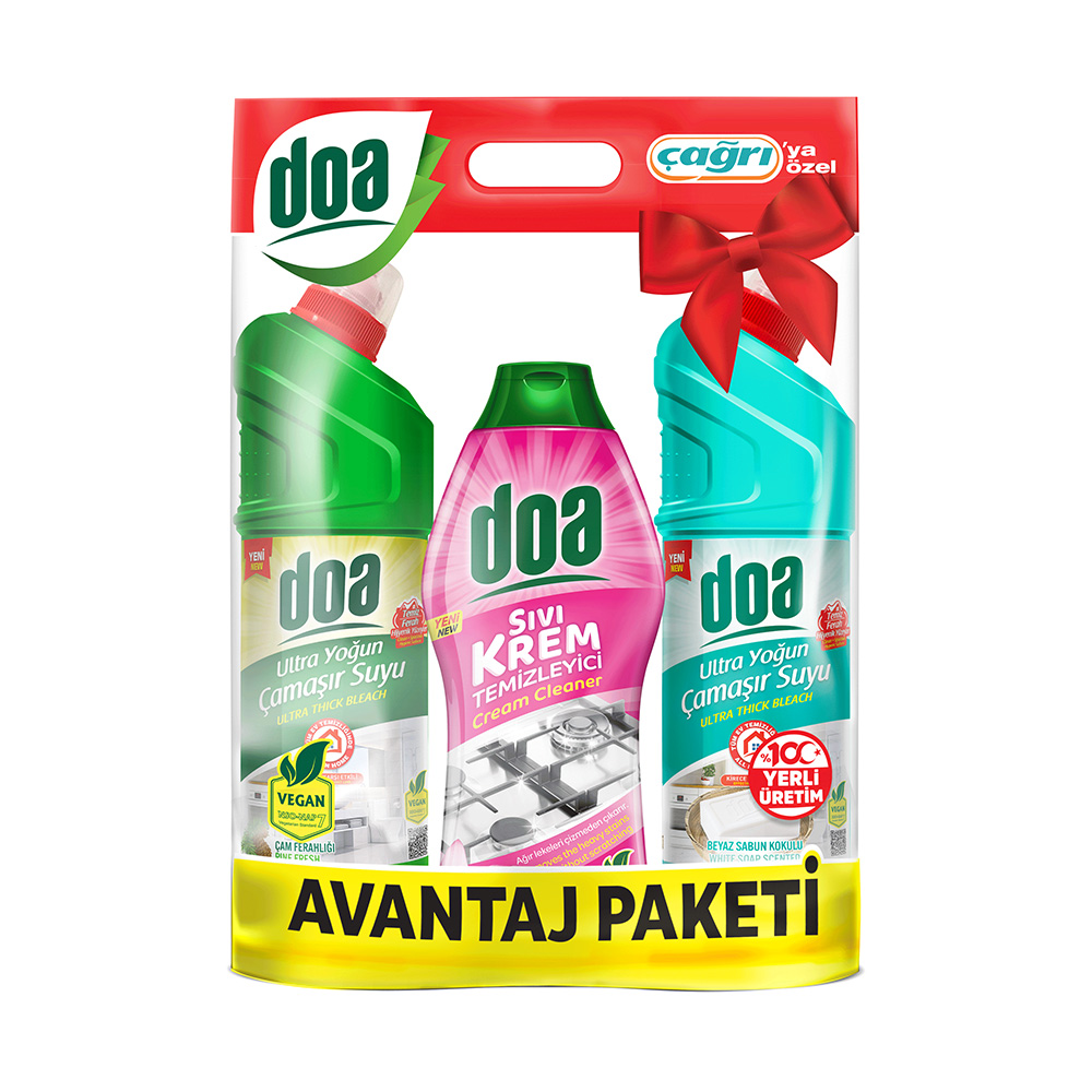 Doa Ultra Çamaşır Suyu Çam 2x750 ml+Sıvı Krem 750 ml Çiçek