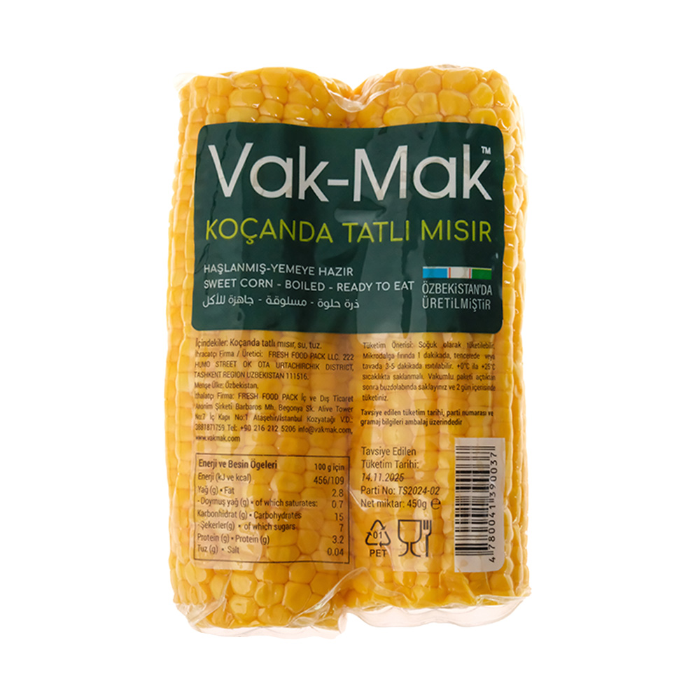 VAKMAK KOÇANDA TATLI MISIR HAŞLANMIŞ YEMEYE HAZIR 450 GR