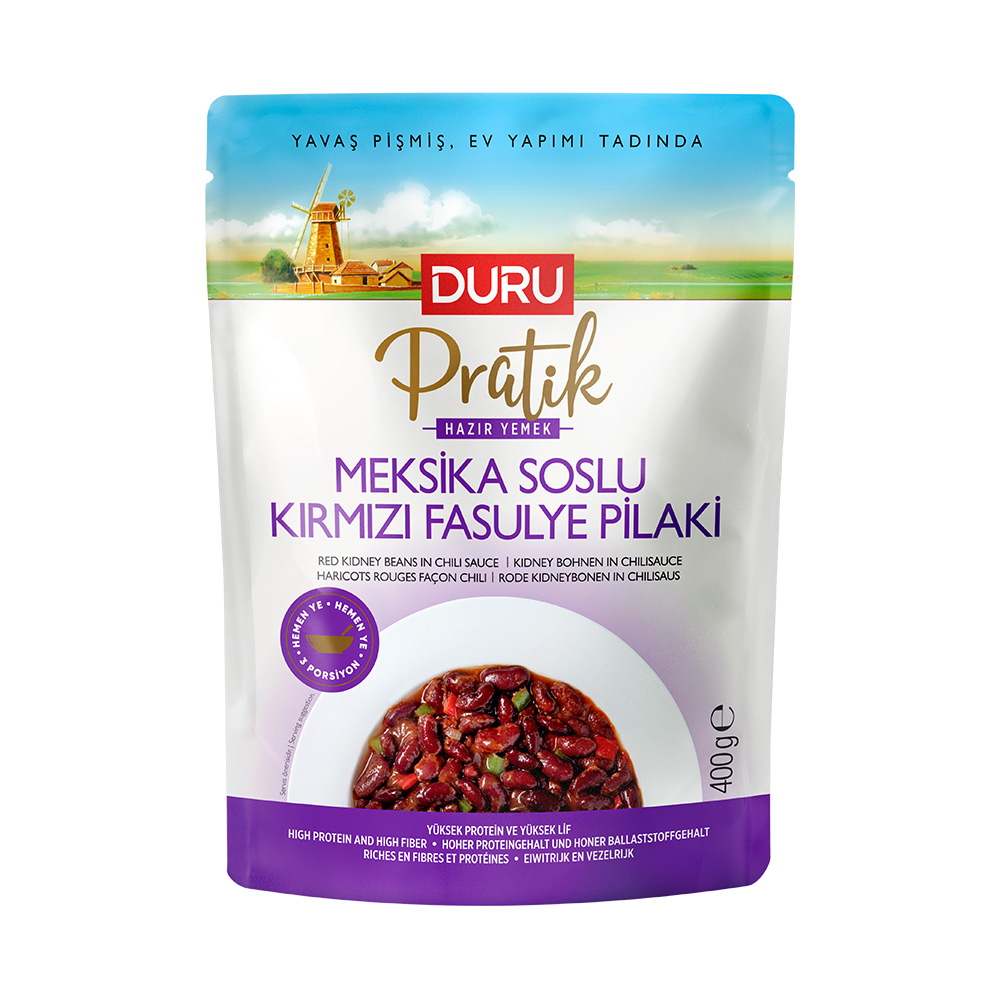 Duru Pratik Haşlanmış Meksika Soslu Kırmızı Fasulye Pilaki 400 gr