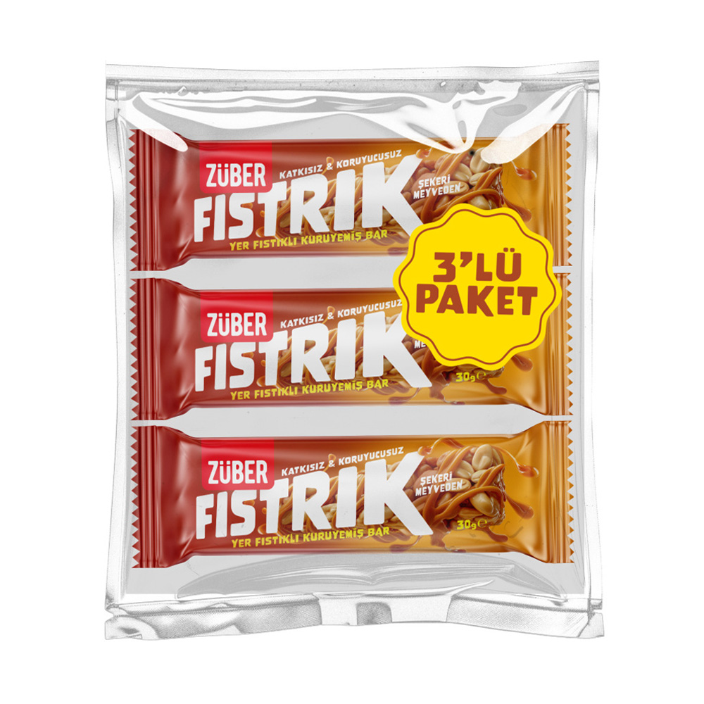 Züber Fıstırık Yer Fıstıklı Kuruyemiş Bar 3*30 gr