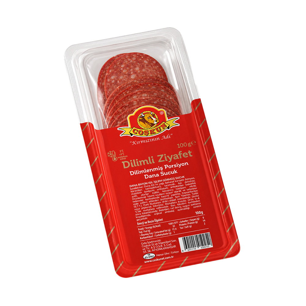 Coşkun Isıl İşlem Görmüş Tekli Dilimli Sucuk 100 gr