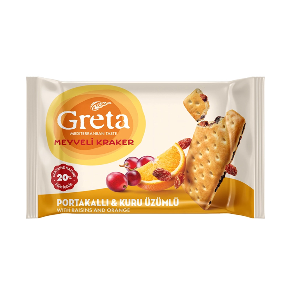 Şölen Greta Kuru Üzümlü Portakallı Meyveli Kraker 150 gr