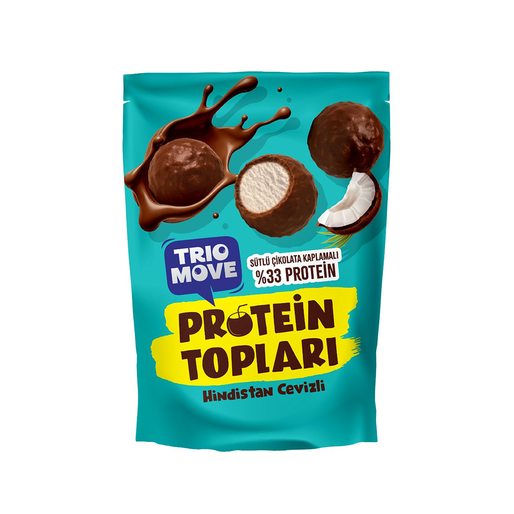 Trio Move Sütlü Çikolatalı Kaplı Hindistan Cevizli %33 Protein Topu 72 gr