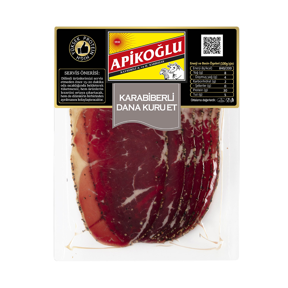 Apikoğlu Dilimli Dana Kuru Et Karabiberli 70 gr