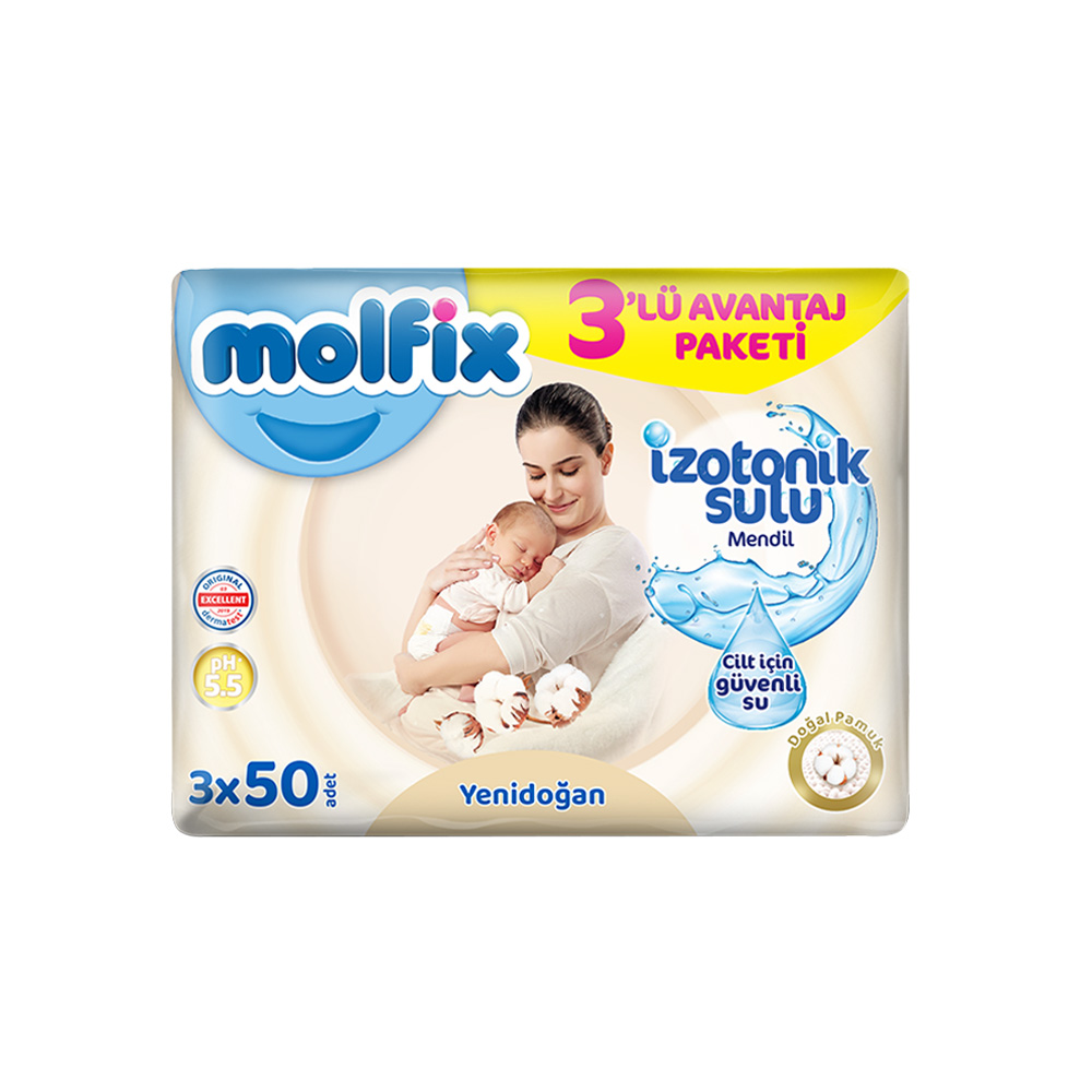 Molfix Islak Havlu 3X50 lı İzotonik Yenidoğan