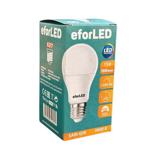 Efor Led Ampul E27 15W-100 W Sarı Işık