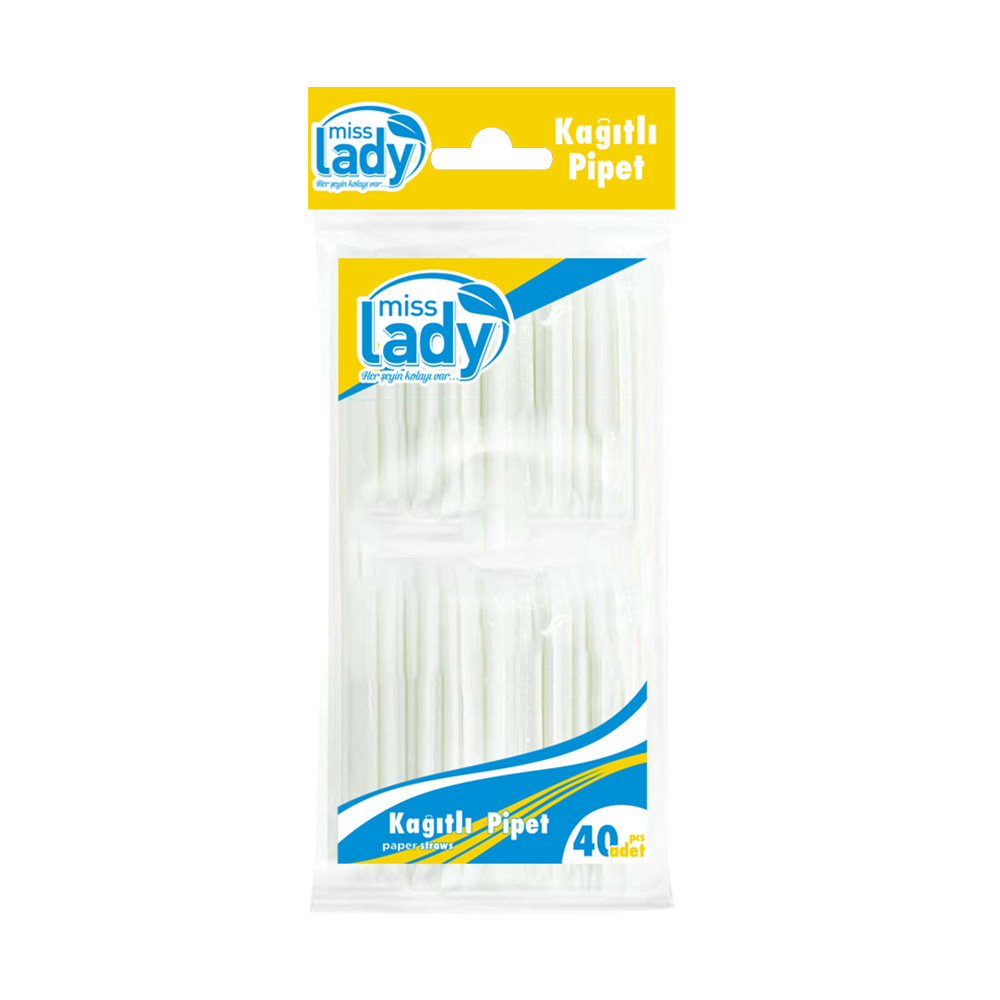 Miss Lady Körüklü Kağıt Pipet 40 lı