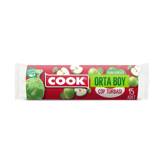 COOK Orta Boy Çöp Torb.55x60cm.Elma Kokulu 15'li rulo
