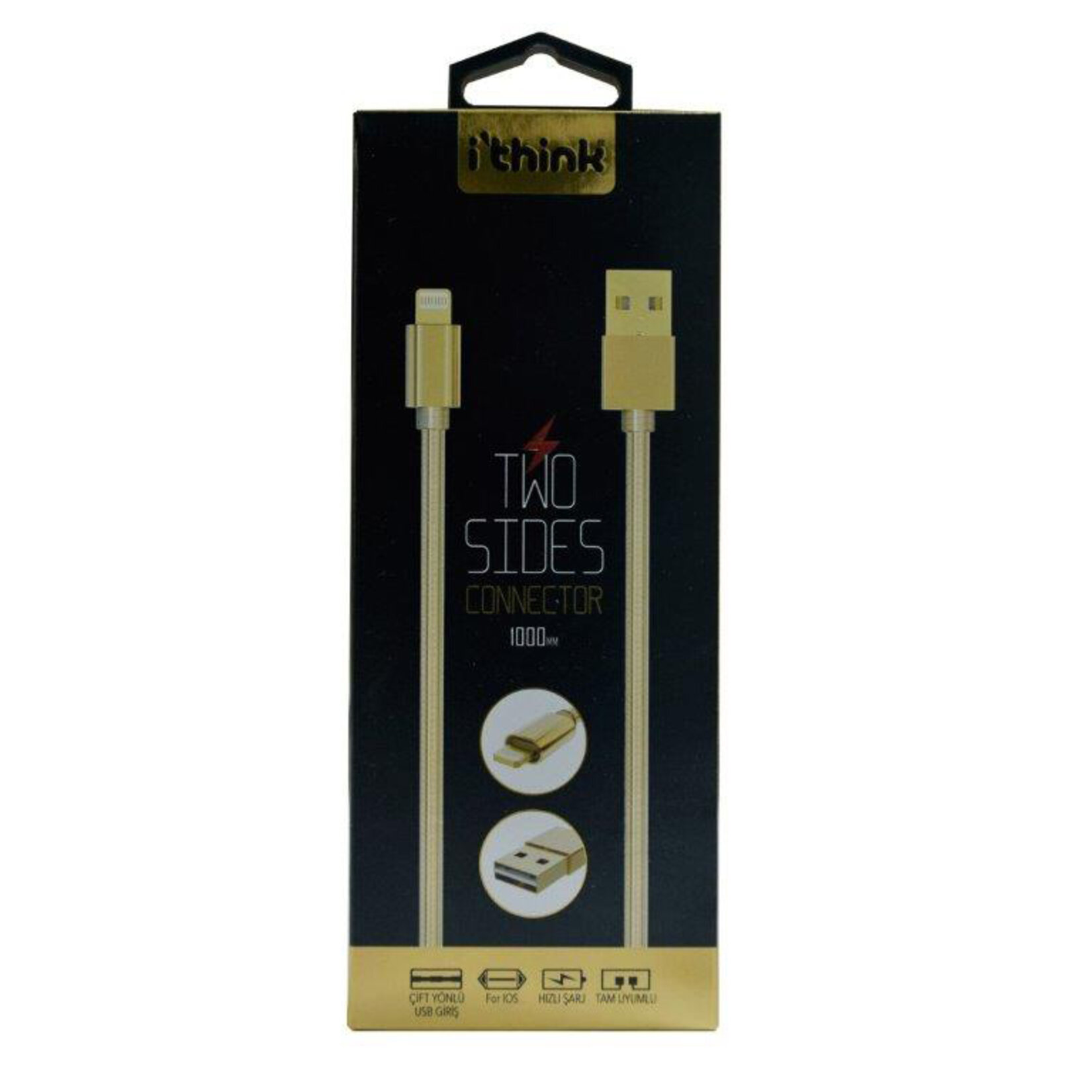 i'think Gold Sprial USB-A to Lightning Kablo 1 M