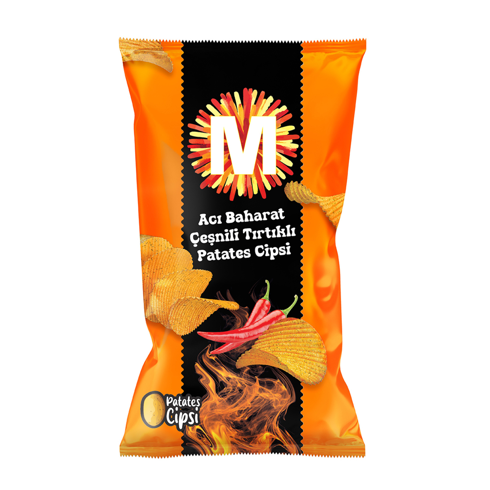 Migros Acı Baharat Çeşnili Tırtıklı Patates Cipsi 135 G