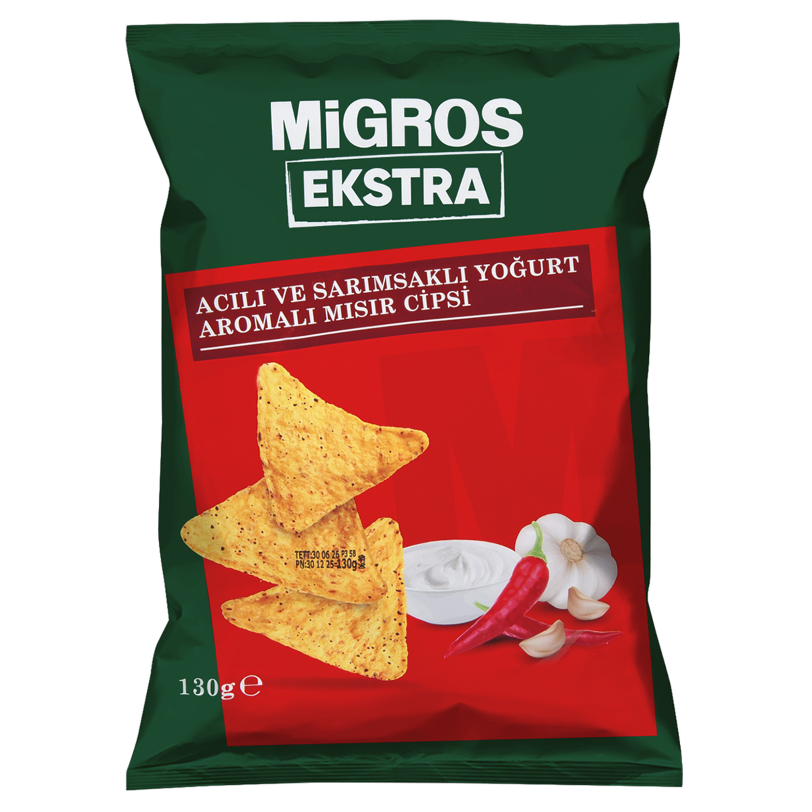 Migros Ekstra Acılı Sarımsaklı Yoğurt Aromalı Mısır Cipsi 130 G