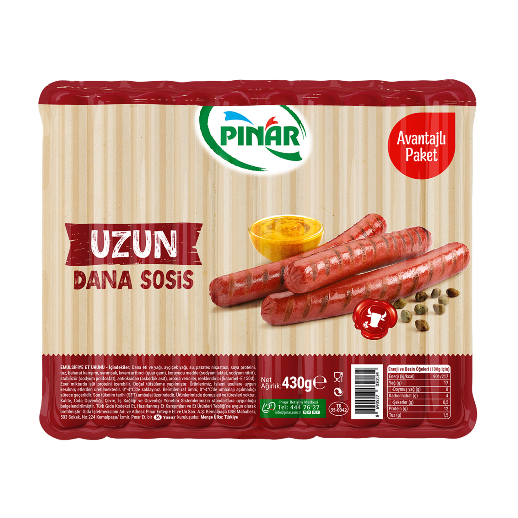 Pınar 10'lu Ekonomik Sosis 430 G