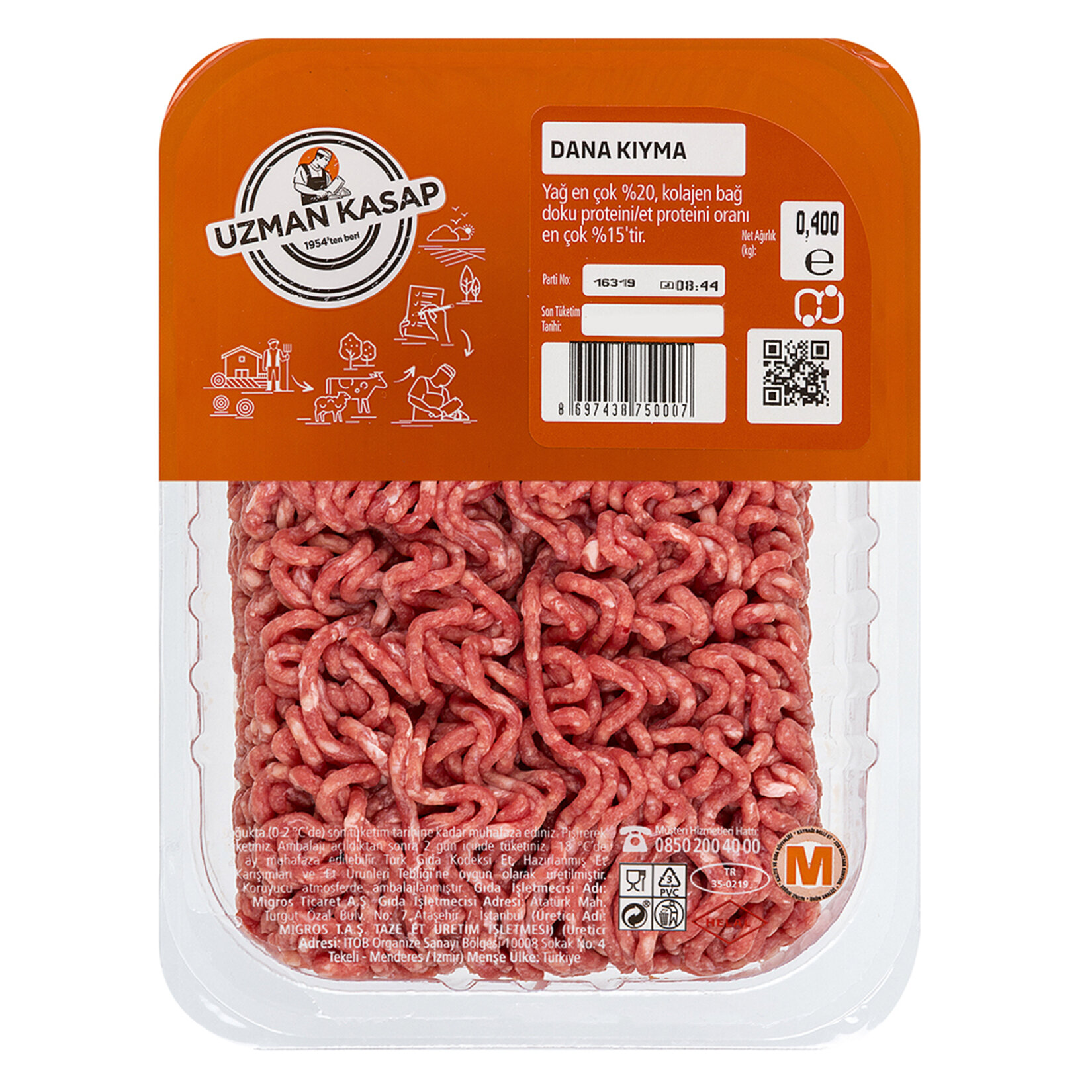 Uzman Kasap Dana Kıyma 400 G