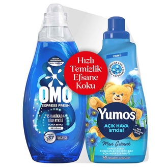 Omo Express Beyazlar 1.480 Ml + Yumoş Mavi Gelincik 1.440 Ml