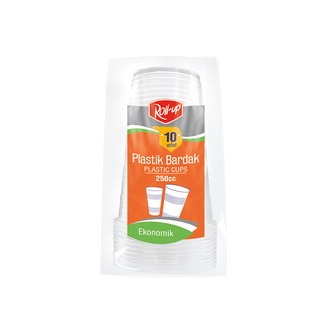 Roll-Up Plastik Şeffaf Bardak 10'lu 250 Cc