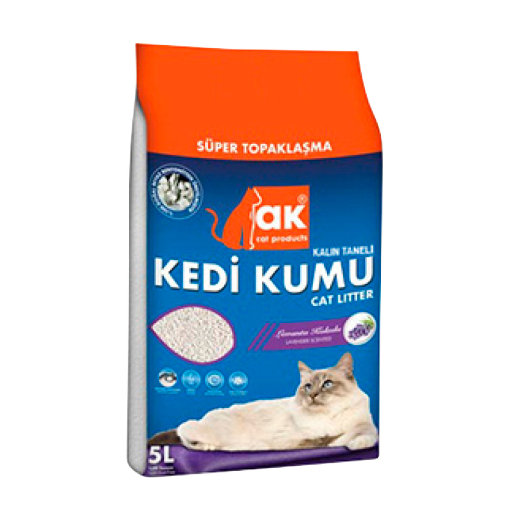 Ak Kedi Kumu Lavanta Kokulu Kalın Taneli 5 L
