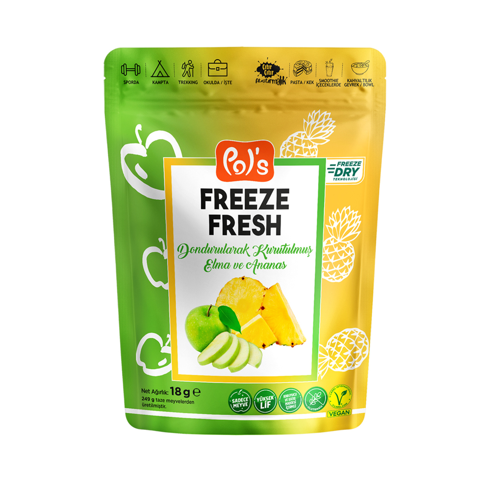 Pol's Freeze Fresh Dond.kurutlmş.elma&ananas 18 G