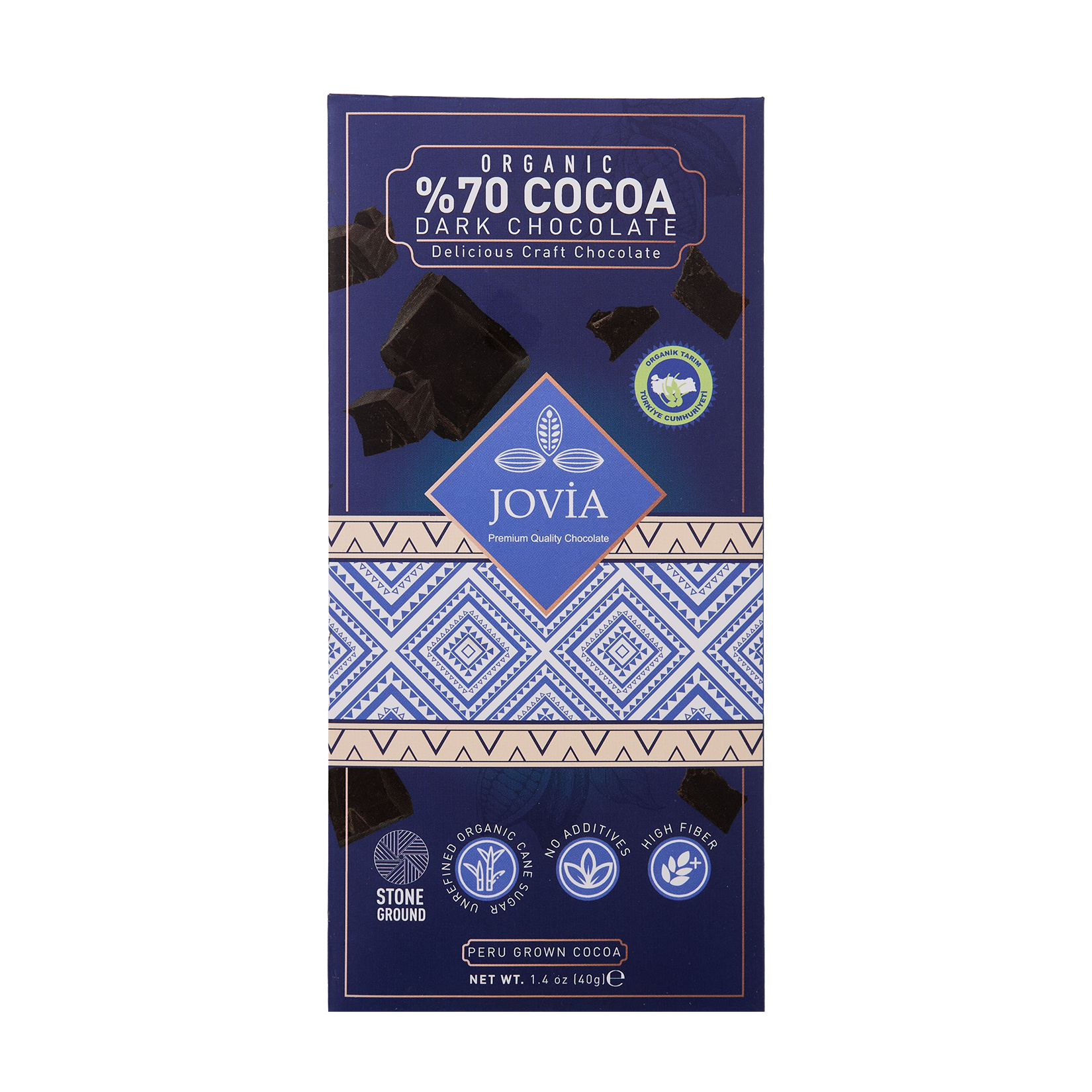 Jovia Organik %70 Bitter Çikolatalı Tatlandırıcılı Çikolata 40 G