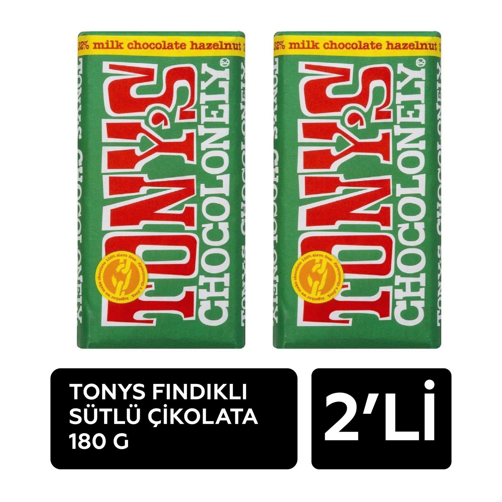 Tonys Fındıklı Sütlü Çikolata 180 G x 2 Adet