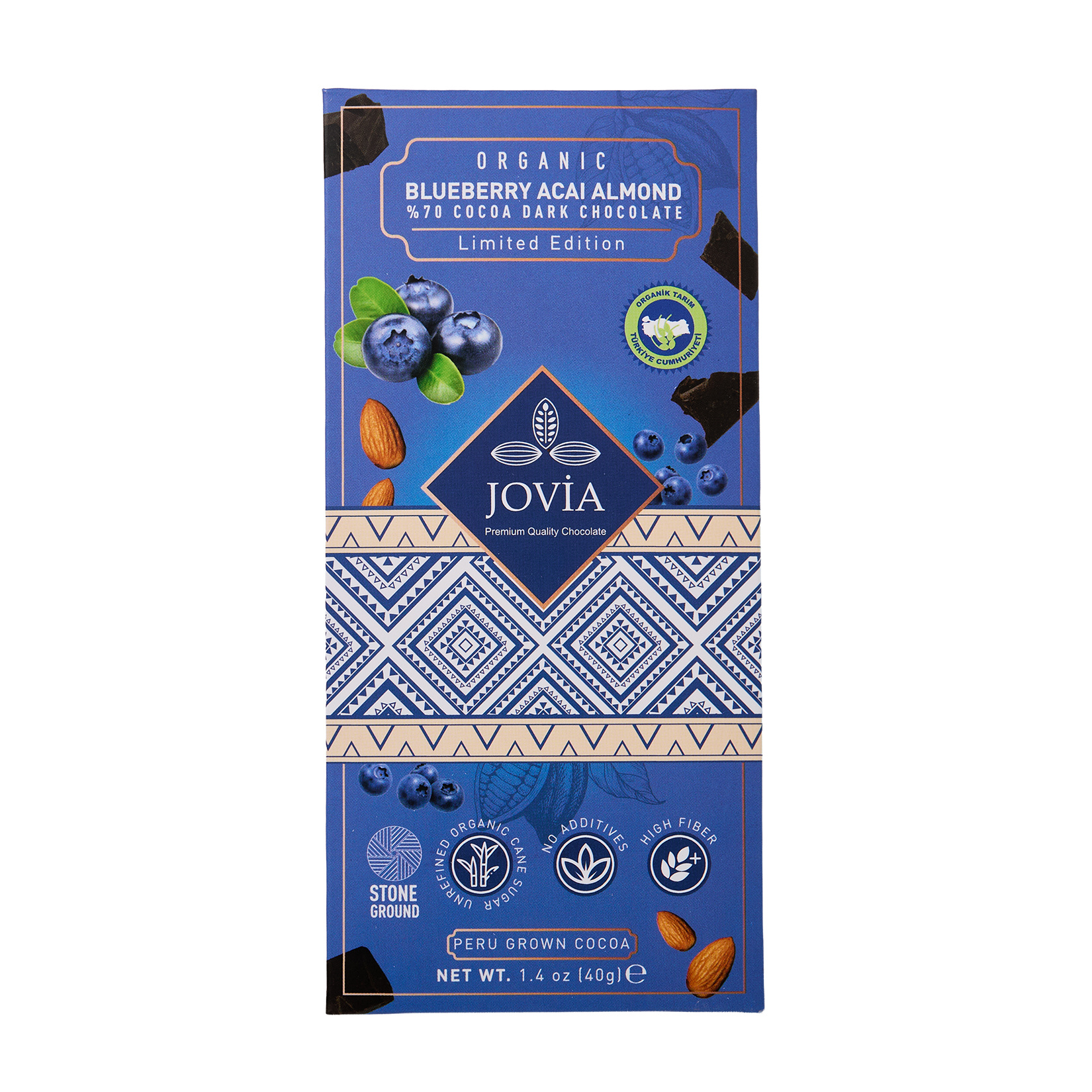 Jovia Organik %70 Bitter Çikolata Yaban Mersin 40G
