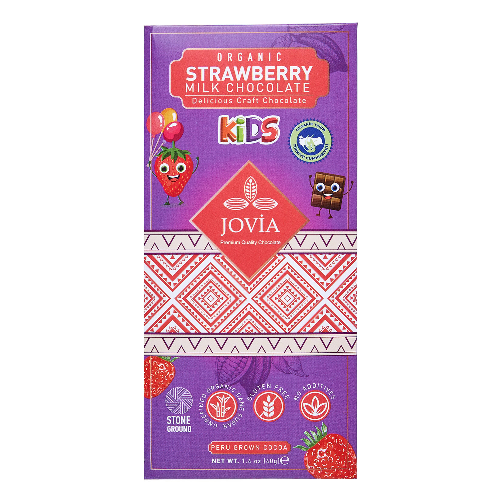 Jovia Organik Çilekli Sütlü Çikolata Kids-40g