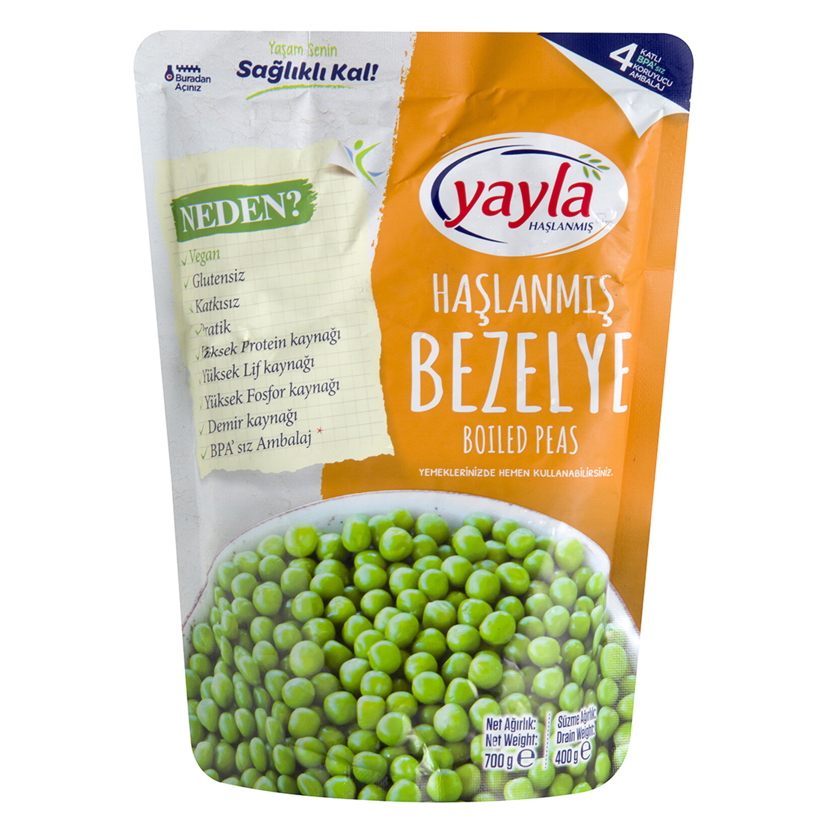 Yayla Haşlanmış Bezelye 700 G