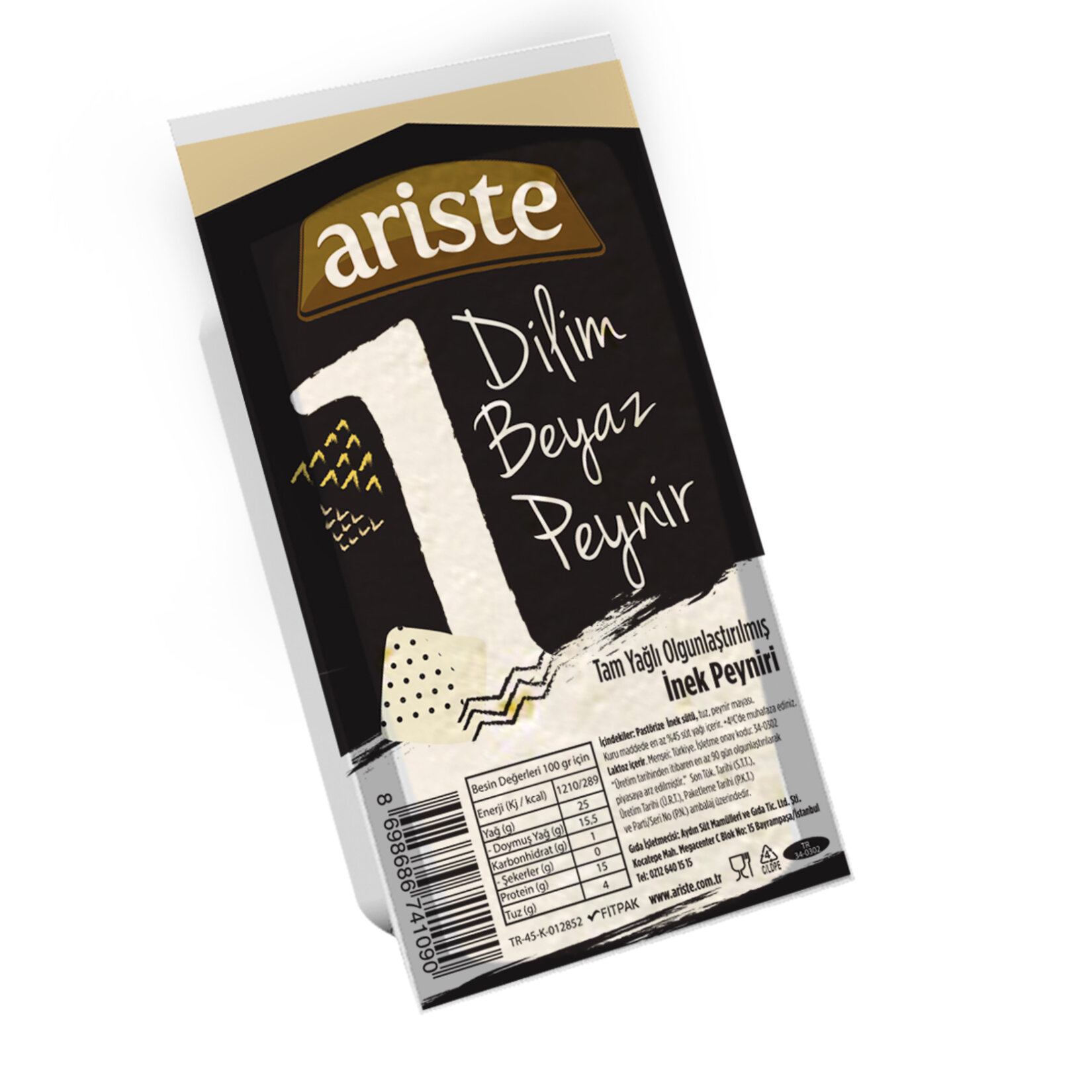 Ariste 1 Dilim Tam Yağlı Beyaz Peyniri 50 Gr