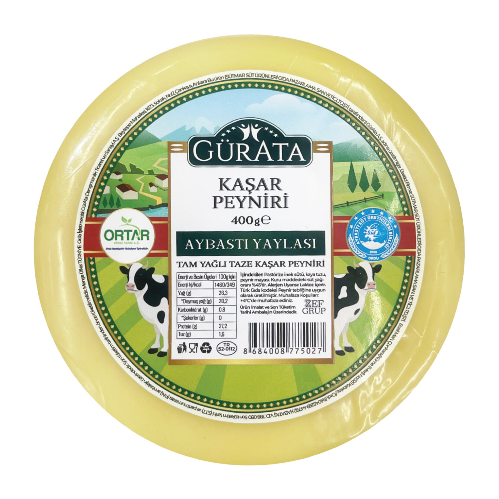 Gürata Tam Yağlı Taze Kaşar Peyniri 400 G