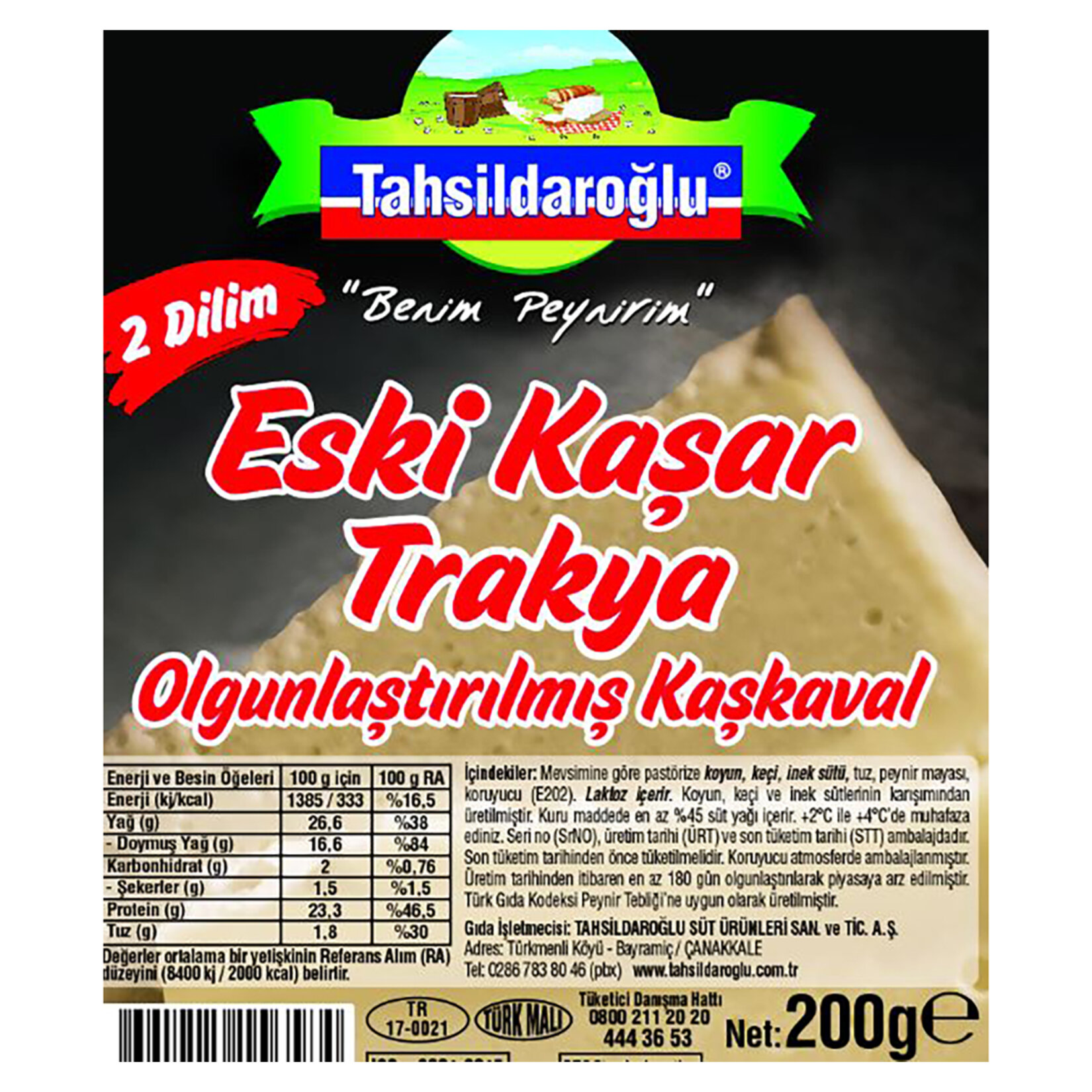 Tahsildaroğlu 2 Dilim Eski Kaşar Peyniri 200 G