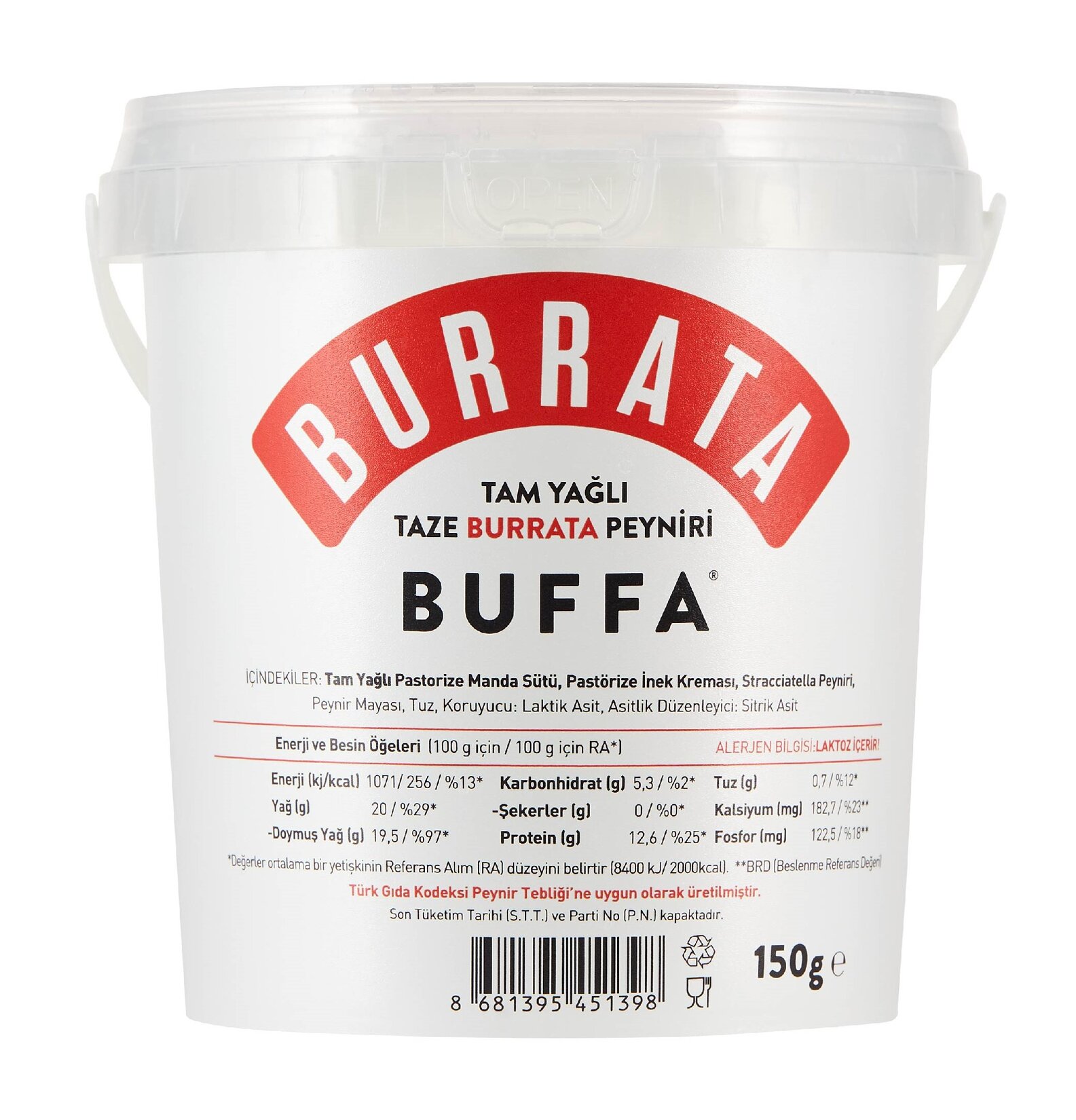 Buffa Tam Yağlı Taze Burrata Peyniri 150G