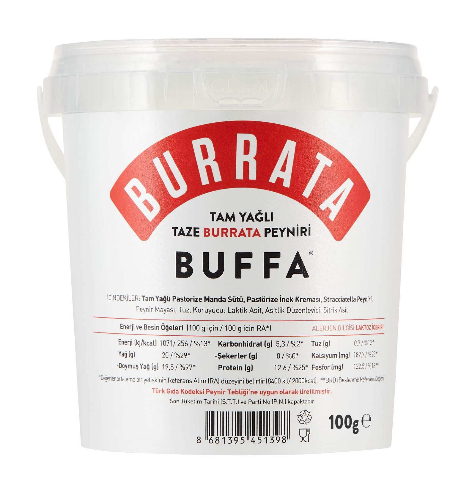 Buffa Tam Yağlı Taze Burrata Peyniri 100 G