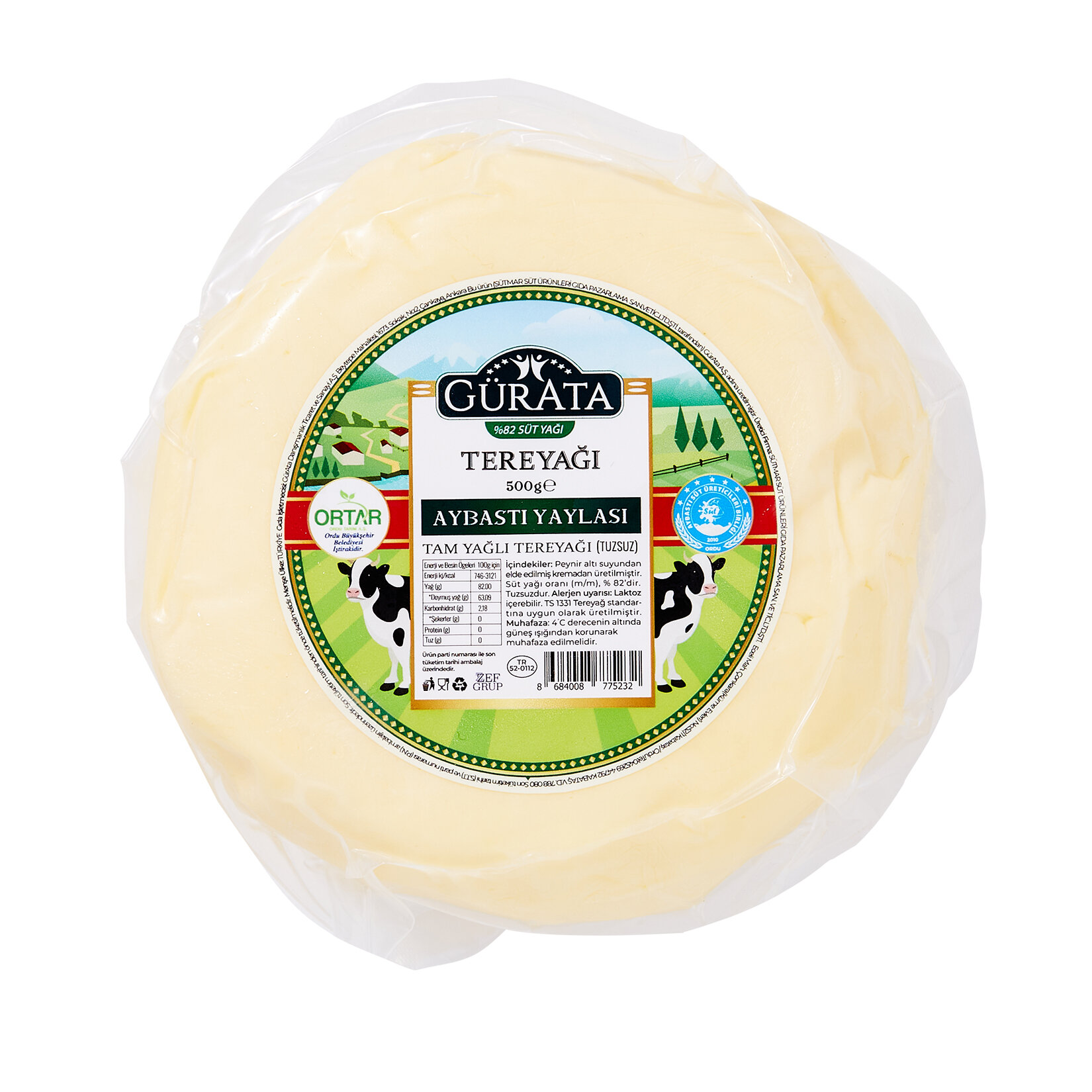 Gürata Tam Yağlı Tuzsuz Tereyağı 500 G