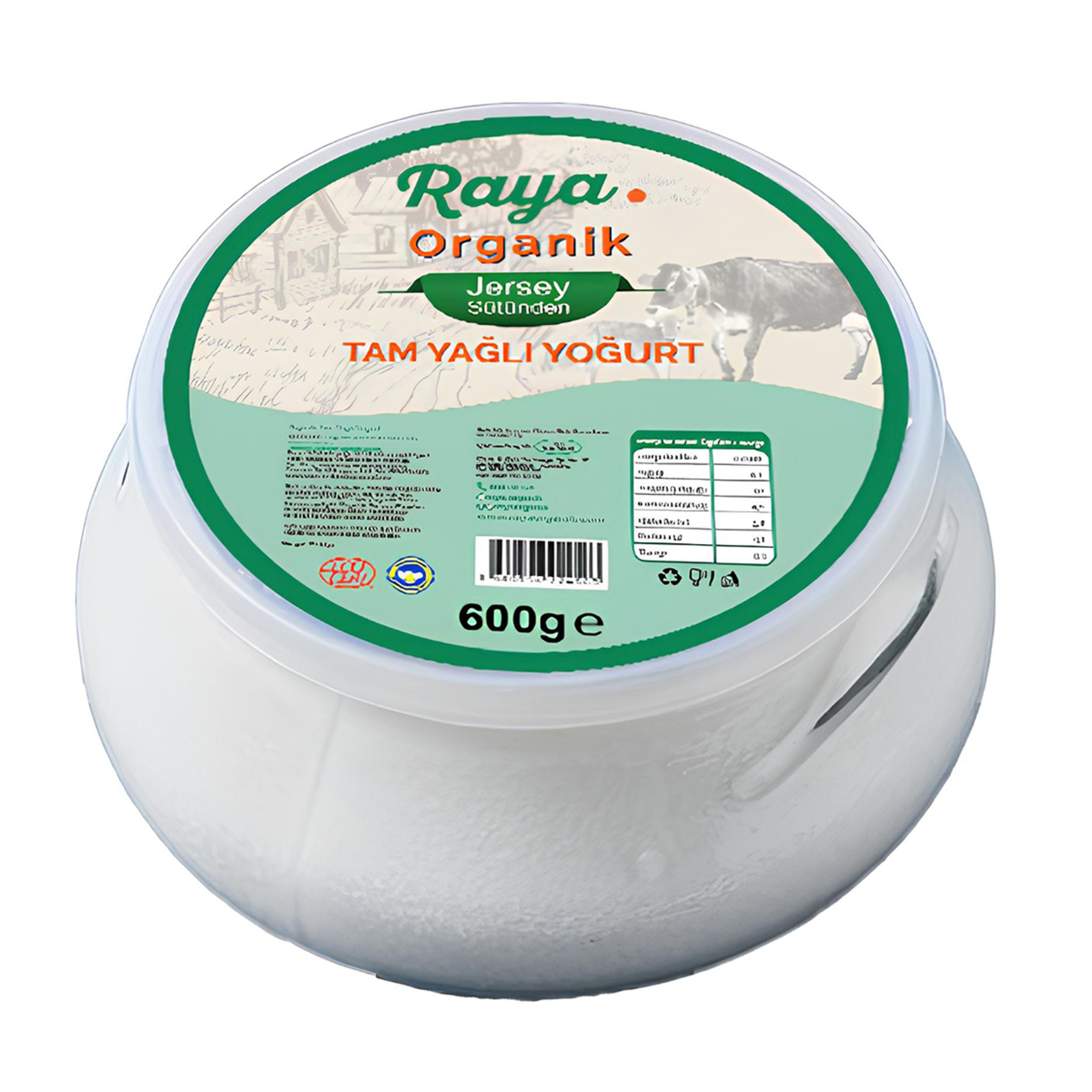 Raya Organik Tam Yağlı Jersey Sütünden Yoğurt 600 G