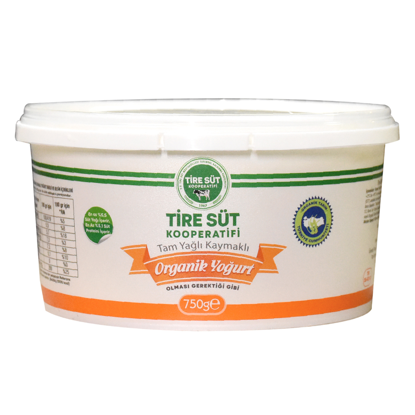 Tire Süt Kooperatifi Organik Kaymaklı Yoğurt 750 g