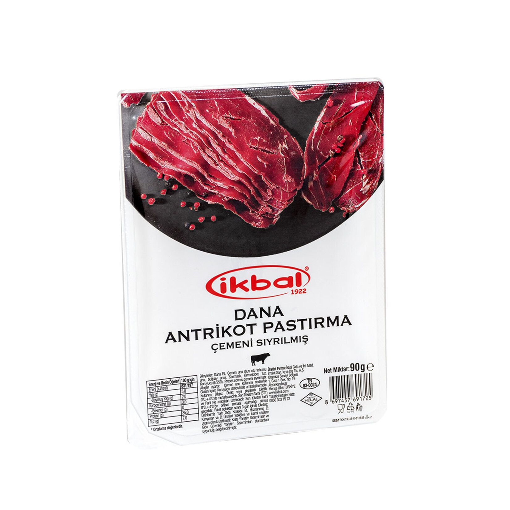 İkbal Dana Antrikot Çemeni Sıyrılmış Pastırma 90 G