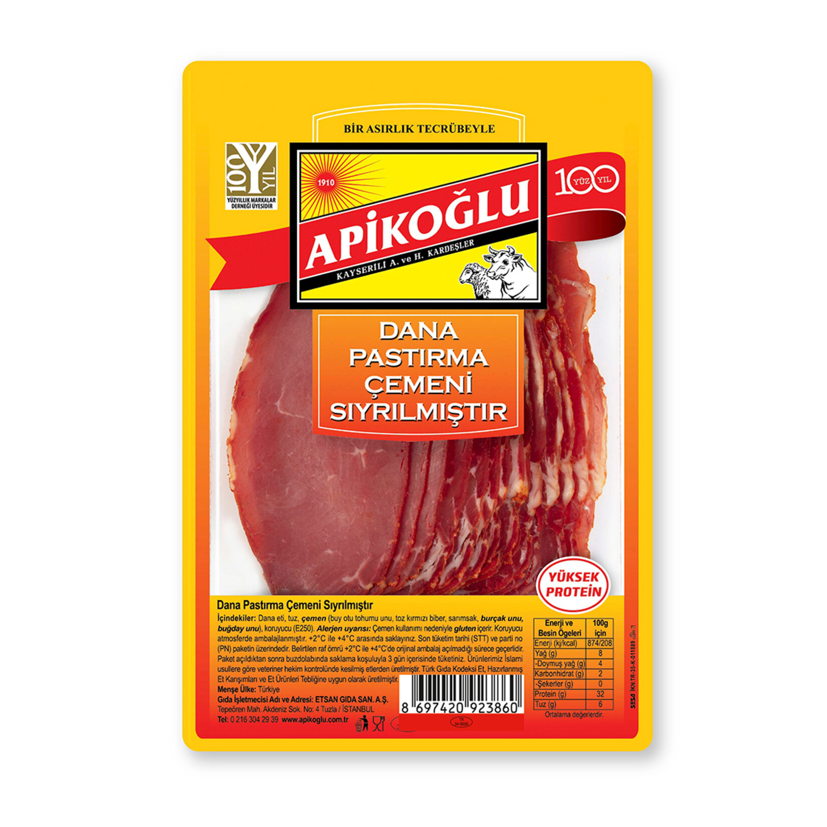 Apikoğlu Dana Pastırma Çemeni Sıyrılmış 90G